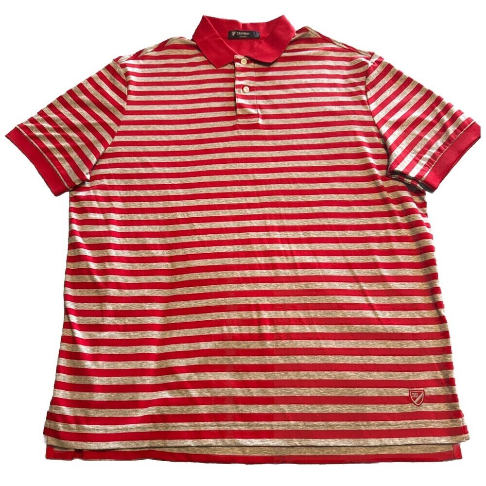 Men’s Cremieux Classics Soft Cotton Striped RED GRAY Polo Golf Shirt Large